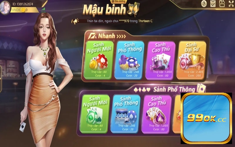 Giao diện các trò chơi tại sảnh game bài 99ok được đầu tư tỉ mỉ, đẹp mắt